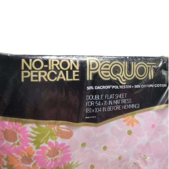 Vtg Pequot Double Flat Sheet Retro Floral 70s Flower Power Groovy Made in USA No - Picture 2 of 9